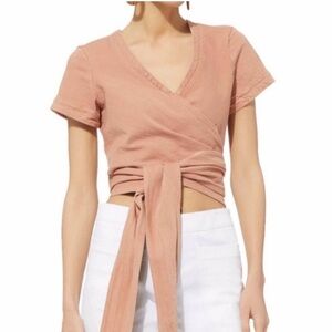 Jonathan Simkhai Ballet Wrap Pink Denim Crop Top Small